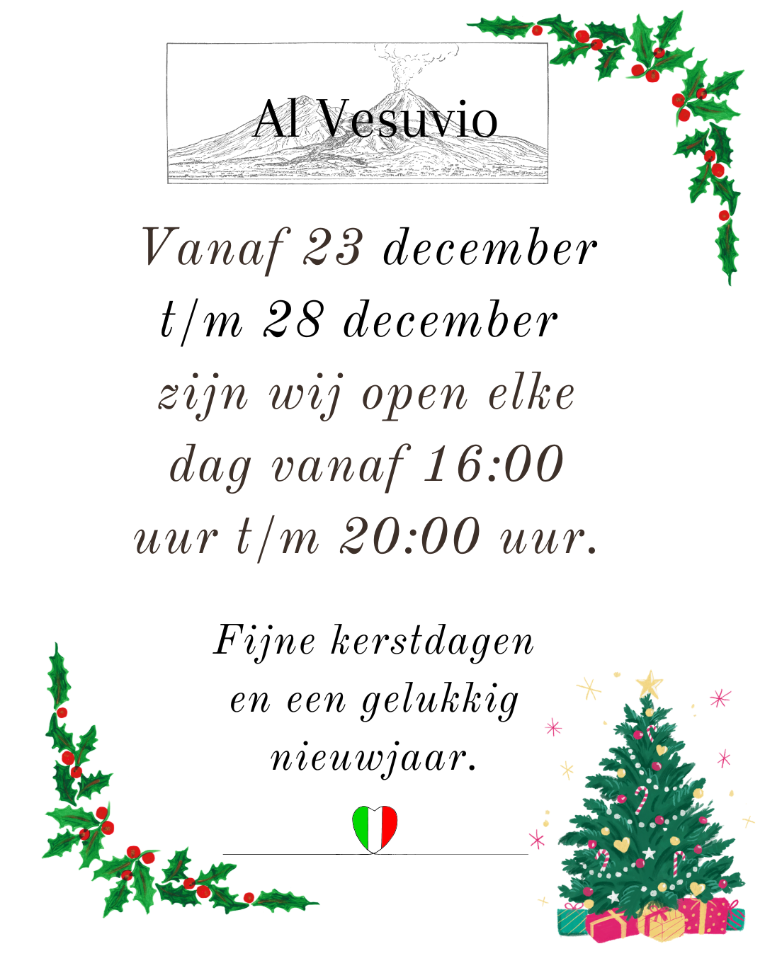 Openingstijden Kerstdagen